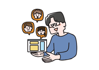 ユーザーの使用体験を調べるクリエイターの男性