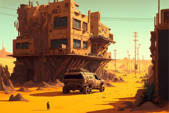 Landscape Concept Art Stylized High Noon Cautious Optimism Feeling Of Apprehension And Fear Afrofuturistic High Detail Sharp Details 