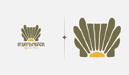 Abstract Sun Flower Logo Template. Universal creative premium symbol. Vector illustration. Creative Minimal design template. Symbol for Corporate Business Identity