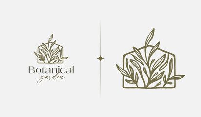 Abstract Leaf Flower Tree Logo Template. Universal creative premium symbol. Vector illustration. Creative Minimal design template. Symbol for Corporate Business Identity
