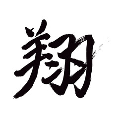 Japan calligraphy art【soar・fly・쏘다】 日本の書道アート【翔・しょう・翔る・かける】 This is Japanese kanji 日本の漢字です／illustrator vector イラストレーターベクター