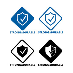 Strong durable with shield and check mark vector logo badge - obrazy, fototapety, plakaty