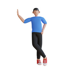 Fototapeta na wymiar Man standing in lean pose 3D Illustration
