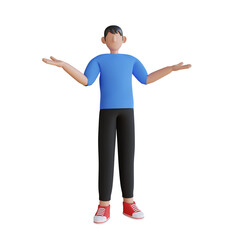 man with wide open arms 3D Illustration