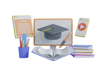 Online Education 3D Illustration