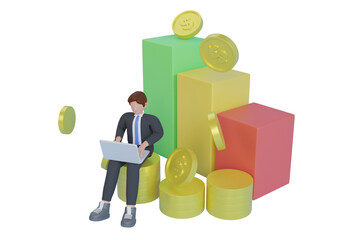 Businessman getting profit 3D Illustration