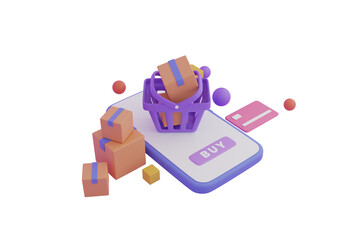 shopping basket 3D Illustration