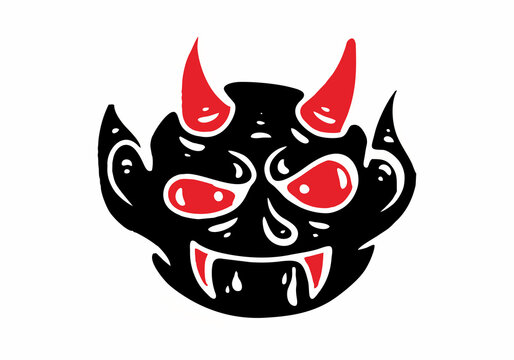 Black and red tattoo design of devil head