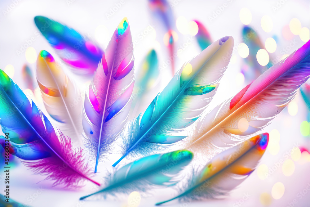 Sticker beautiful feathers abctract background. created with generative ai technology