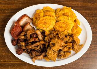Platter of fried Dominican food