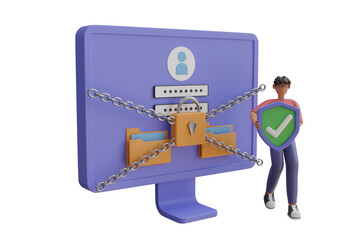 Data Protection 3D Illustration