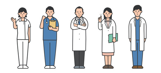 福祉、医療従事者のイラストセット