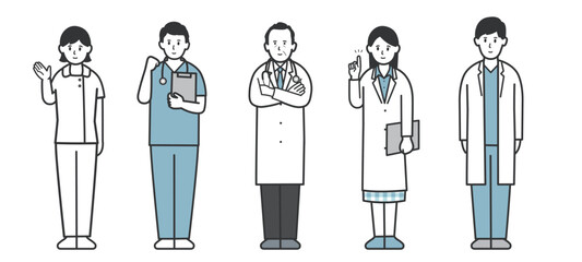 福祉、医療従事者のイラストセット