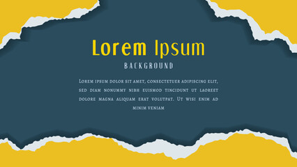 Abstract Yellow Paper Torn In Gray Background Design