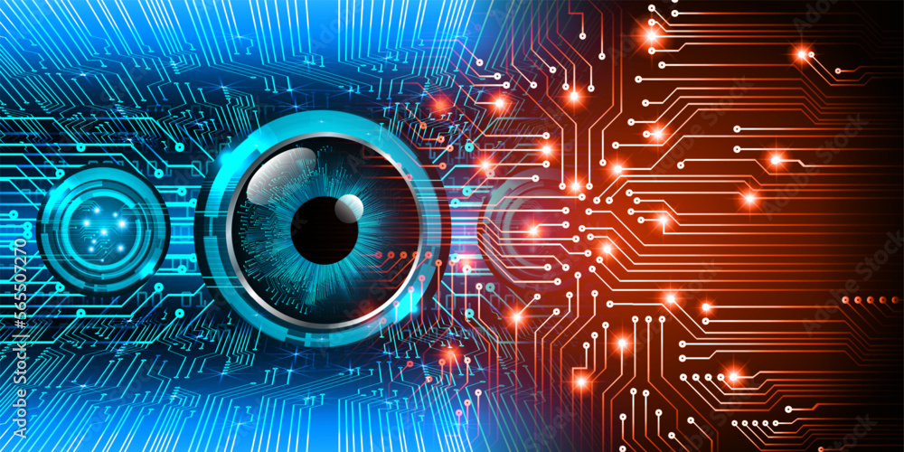 Wall mural eye cyber circuit future technology concept background