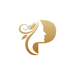 Initial P face beauty logo design templates