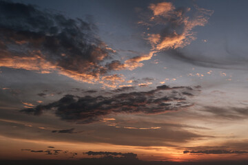 Sunrise sky above the sea. Ko Lanta, Thailand.