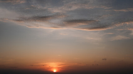 Fototapeta na wymiar Sunrise above the sea. View from Klong Muang Beach. Krabi Province, Thailand.
