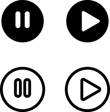  Pause and Play Button Symbol trendy style illustration on white background..eps