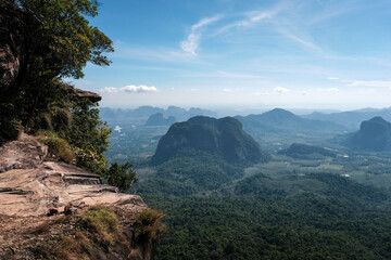 Dragon's Crest (Khao Ngon Nak) Viewpoint  on sunny day. Krabi Province, Thailand.