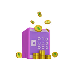  3D Money Safe icon with transparent background, perfect for template design, UI/UX and more.