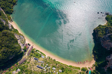 Birds eye view of Tonsai beach on sunny day. Ao Nang, Krabi Province, Thailand.