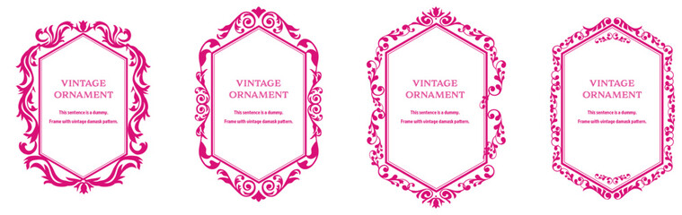 Fototapeta na wymiar Commendation certificate, orient pattern, arabesque pattern, damask pattern decorative rule vintage frame set, emblem.