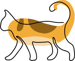 simplicity cat freehand continuous line drawing.