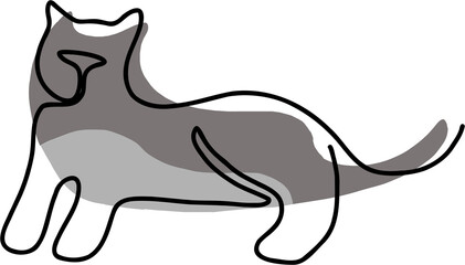 simplicity cat freehand continuous line drawing.