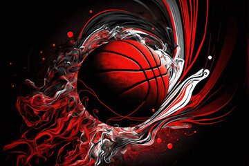 Red White and Black Basketball Background Generative AI
