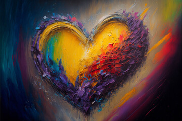 Dimensional Colorful Oil Painting Heart Generative AI