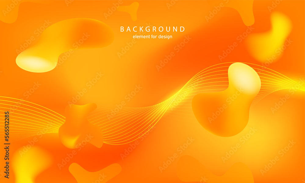 Sticker abstract gradient liquid orange background. bright design texture. dynamic shapes composition for de