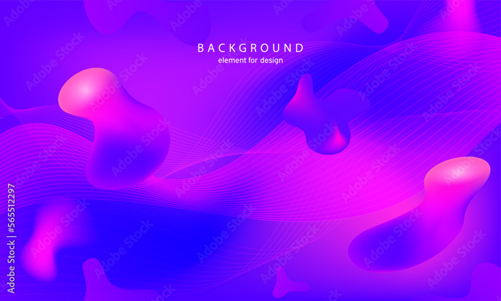 Sticker abstract gradient liquid puprle background. bright design texture. dynamic shapes composition for de