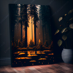 a wall painting of a forest IA