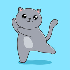 Grey Cat Dance - Cute Dancing Gray Cat Kawaii