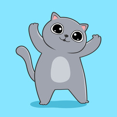 Grey Cat Dance - Cute Dancing Gray Cat Kawaii