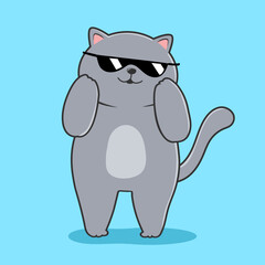 Grey Cat Dance - Cute Dancing Gray Cat with Sunglasses
