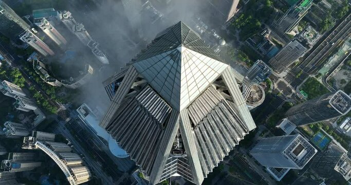 Shenzhen ,China - Circa 2022: Aerial footage of landscape in shenzhen city, China