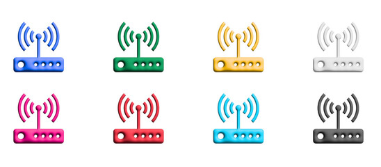 Fototapeta na wymiar Router wifi icon set, colored symbols graphic elements 