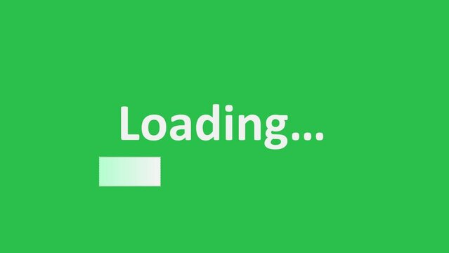 Loading text animation on green screen background motion graphic effect.