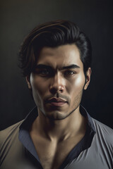 Fototapeta premium Portrait of a beautiful asian man, handsome portrait. Generative ai.