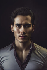 Obraz premium Portrait of a beautiful asian man, handsome portrait. Generative ai.