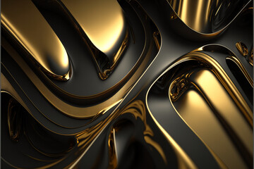 creative background Golden and black abstract lines, Generative ai