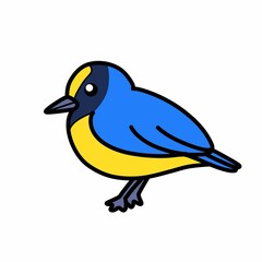 Fototapeta premium Cute Violaceous Euphonia Bird Illustration Side View with White Background