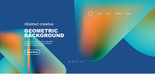 Geometric landing page background. Fluid colors and simple shapes abstract composition. Vector illustration for wallpaper, banner, background, leaflet, catalog, cover, flyer