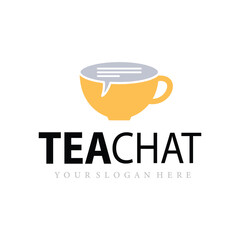 Tea chat logo. Sign in form of cup and bubble speech