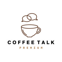 coffee talk chat cup logo vector icon illustration