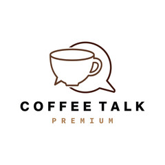 coffee talk chat cup logo vector icon illustration