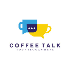 coffee talk chat bubble social logo vector icon illustration