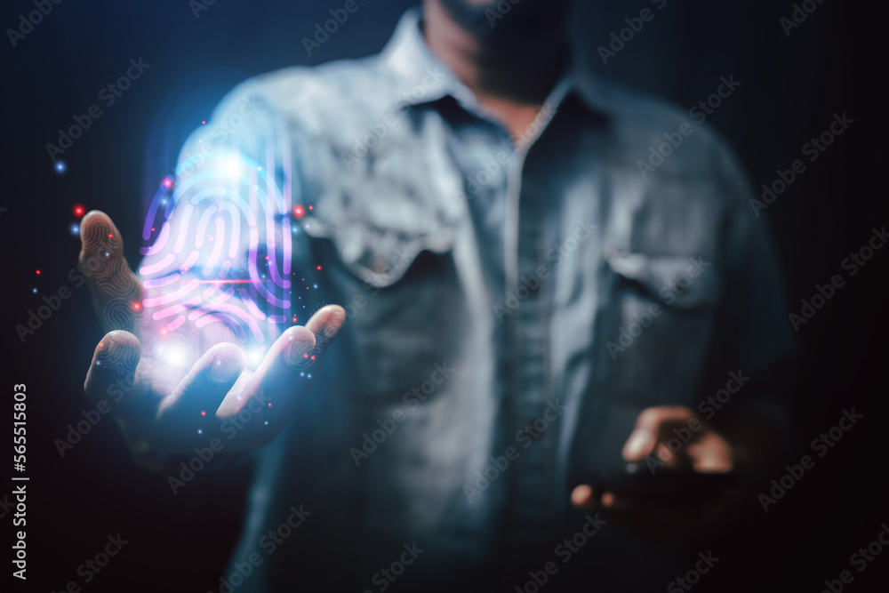 Poster data protection concept the future technological security crisis that uses ai to develop database sy